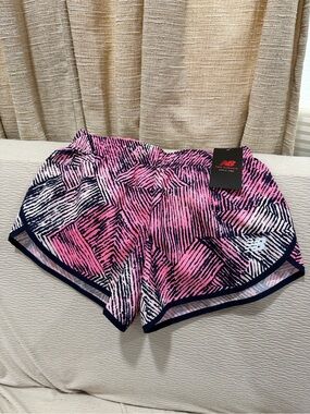 New Balance Pink & Navy Abstract Print Women's Athletic Shorts